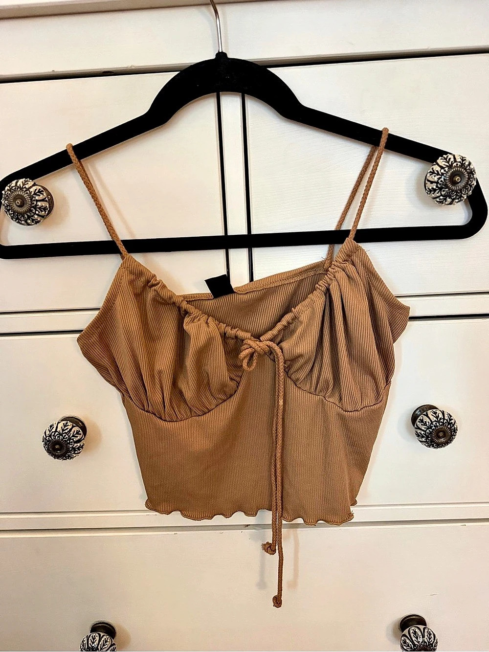 Brown Tie-Front Crop Top Like New